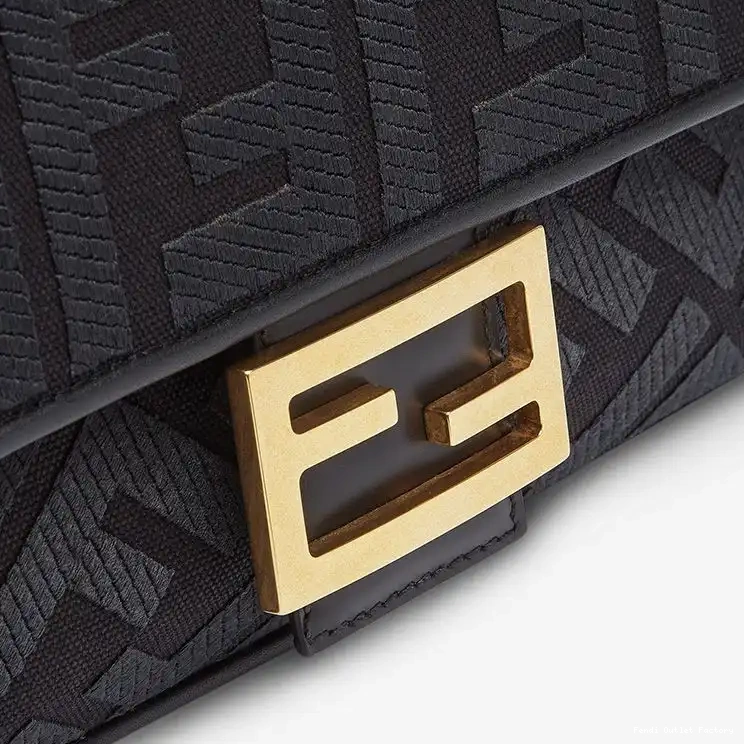 Affordable HOT Bag Strap In Cut Canvas Black with Laser Baguette Fendi FF Motif Medium 0324